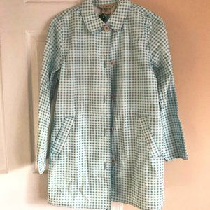 L.L. Bean Womens Gingham Trench Coat Rain Jacket Small NEW